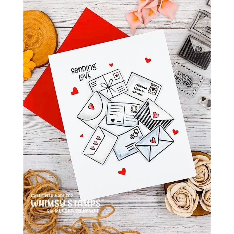 Whimsy Stamps Postal Minis Clear Stamps cwsd293a sending love