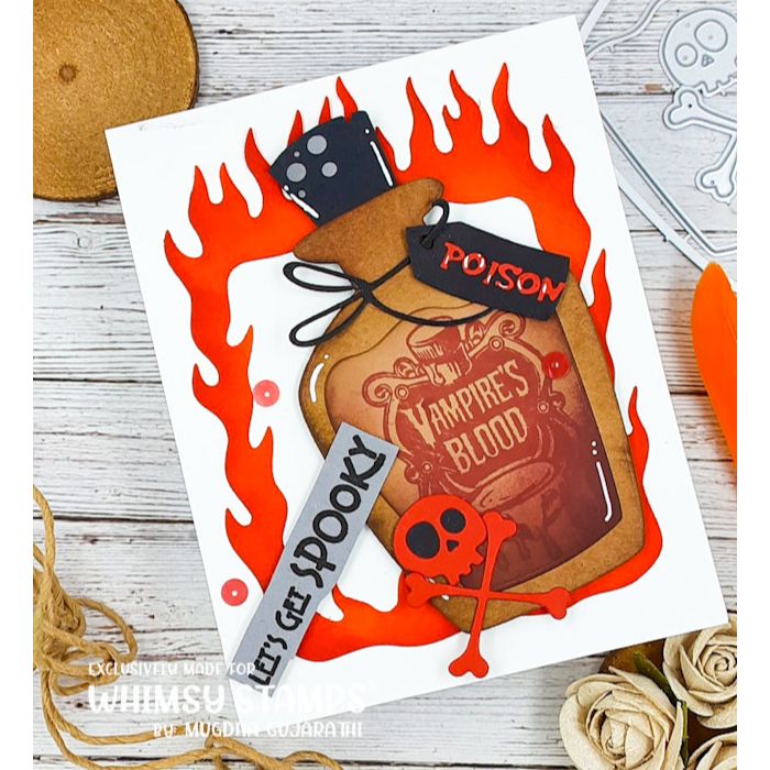 Whimsy Stamps Potion Bottle Dies wsd042 fire