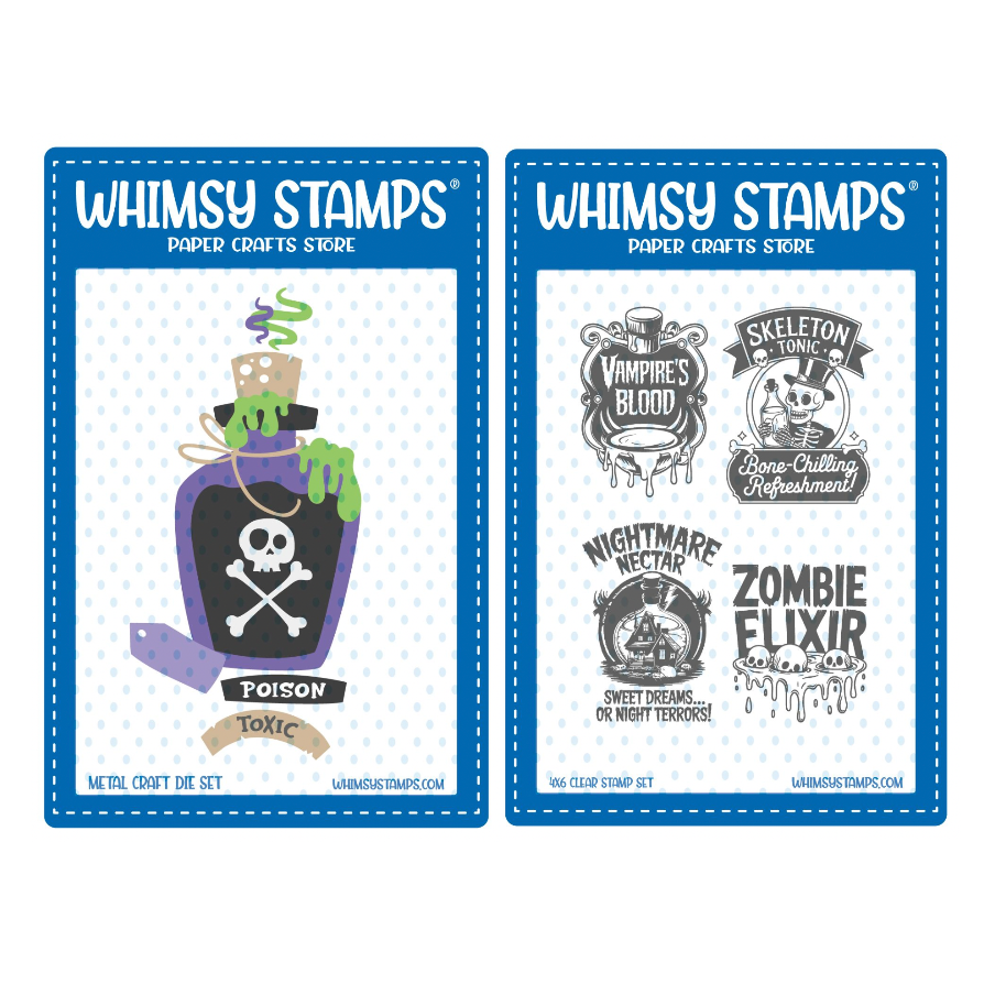 Whimsy Stamps Potion Labels and Potion Bottle Clear Stamp and Die Set