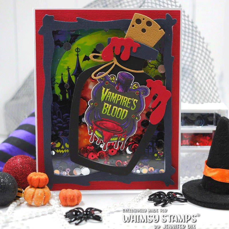 Whimsy Stamps Potion Labels and Potion Bottle Clear Stamp and Die Set blood