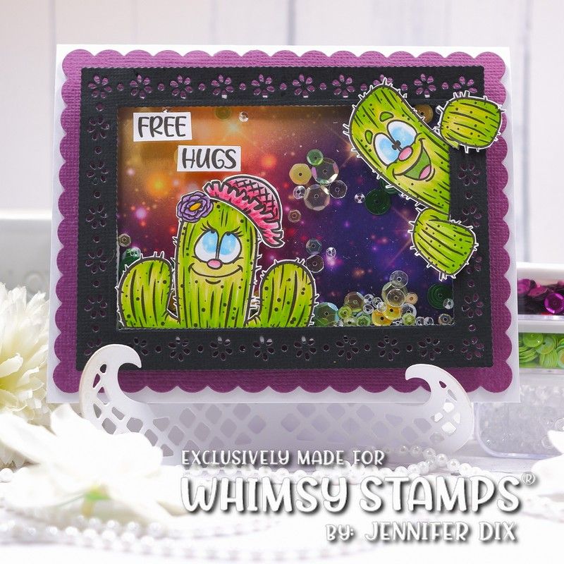 Whimsy Stamps Prickly Friends Clear Stamp and Die Set shaker card