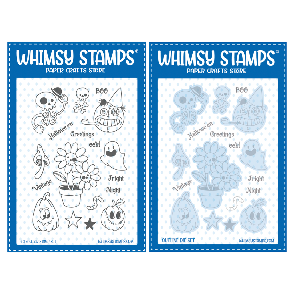 Whimsy Stamps Primitive Halloween Clear Stamp and Die Set