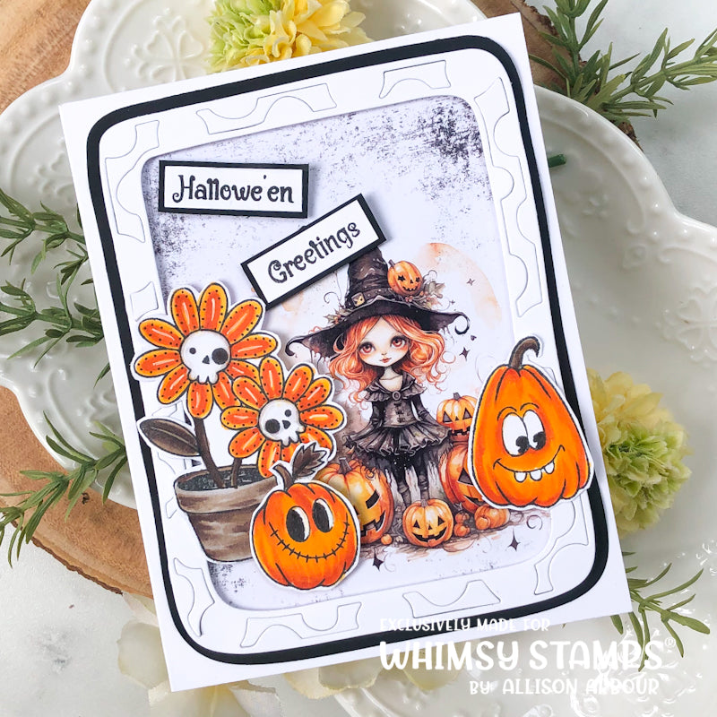 Whimsy Stamps Primitive Halloween Clear Stamp and Die Set