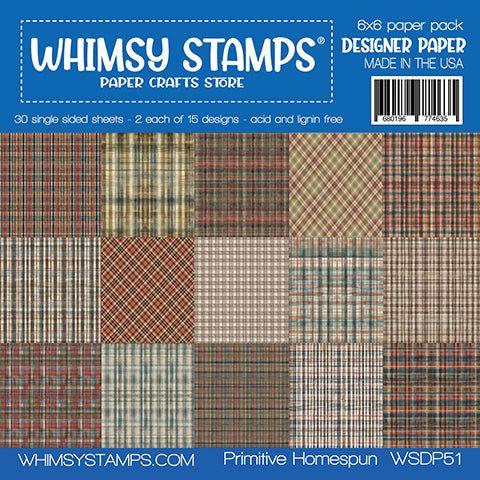 Whimsy Stamps Primitive Homespun 6x6 inch Paper Pad wsdp51