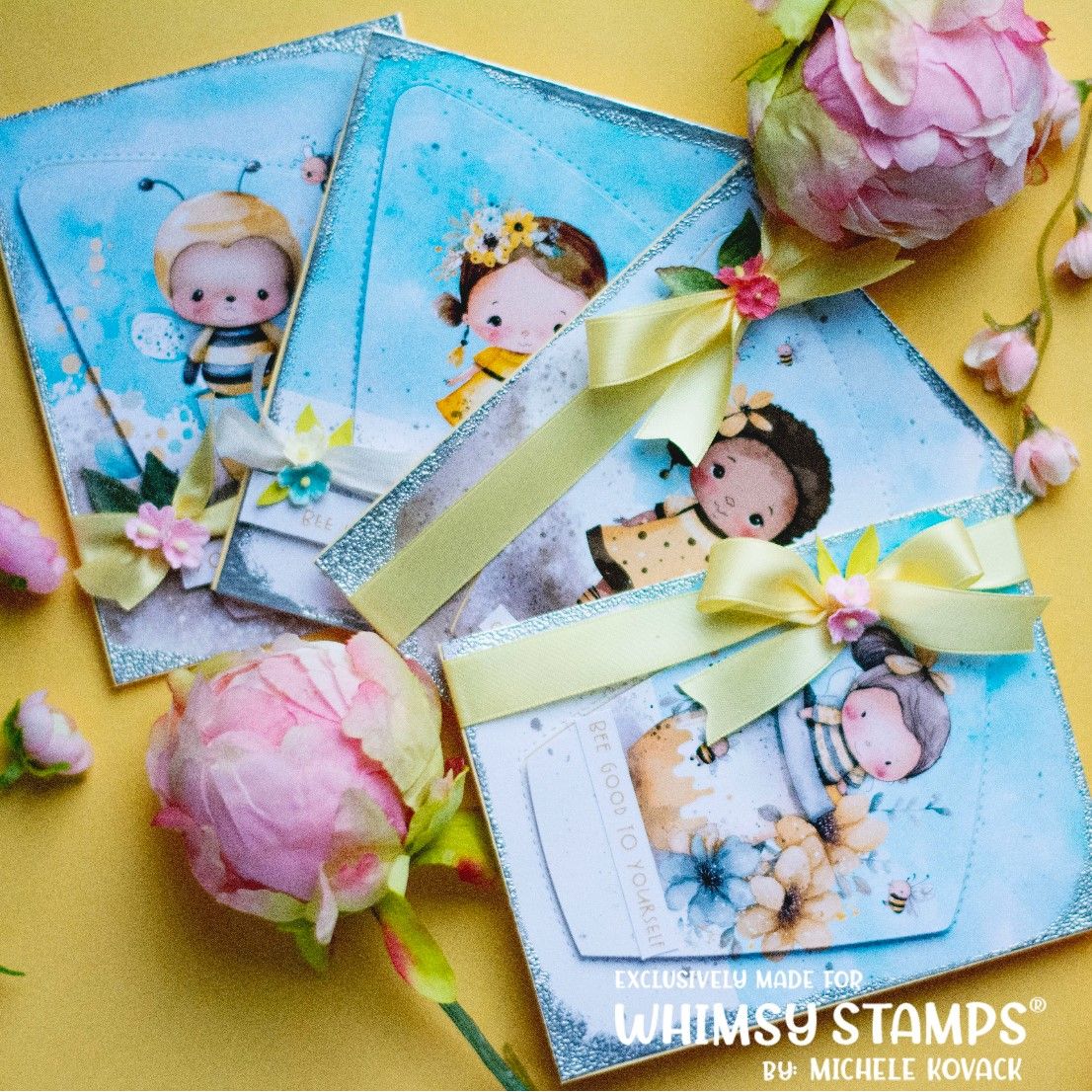 Whimsy Stamps Quick Card Fronts Bee Cute wsqcf-07 be good