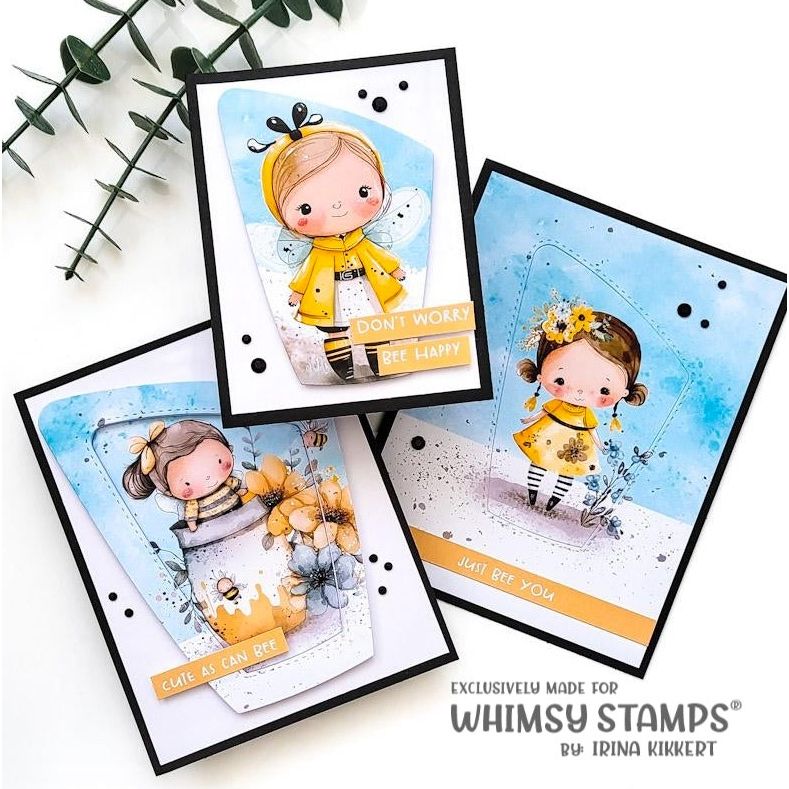 Whimsy Stamps Quick Card Fronts Bee Cute wsqcf-07 be happy