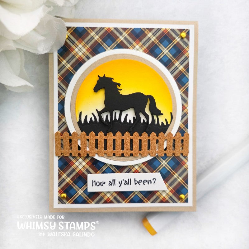 Whimsy Stamps Rail and Fences Dies wsd052 black horse