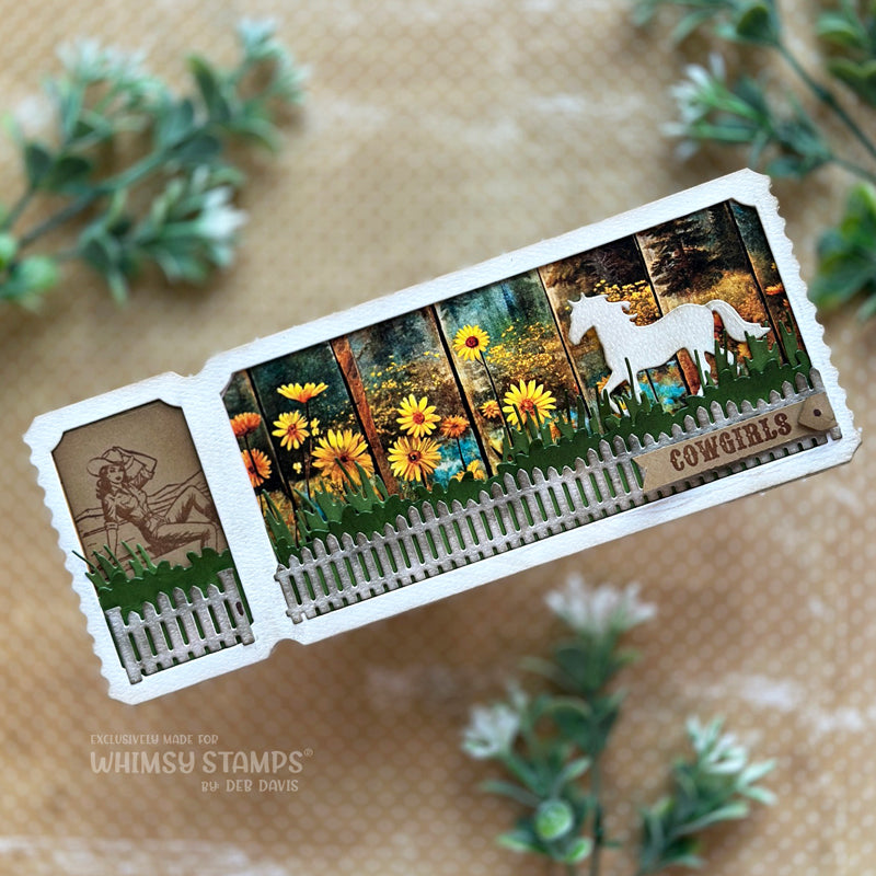 Whimsy Stamps Rail and Fences Dies wsd052 sunflowers