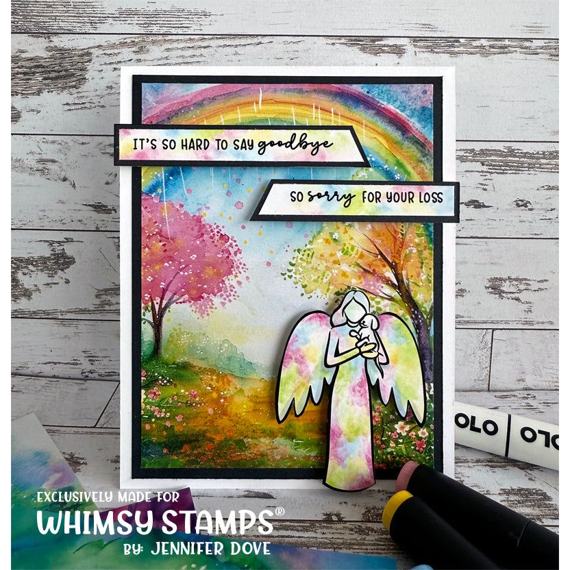 Whimsy Stamps Rainbow Angel Clear Stamp and Mask Set sympathy
