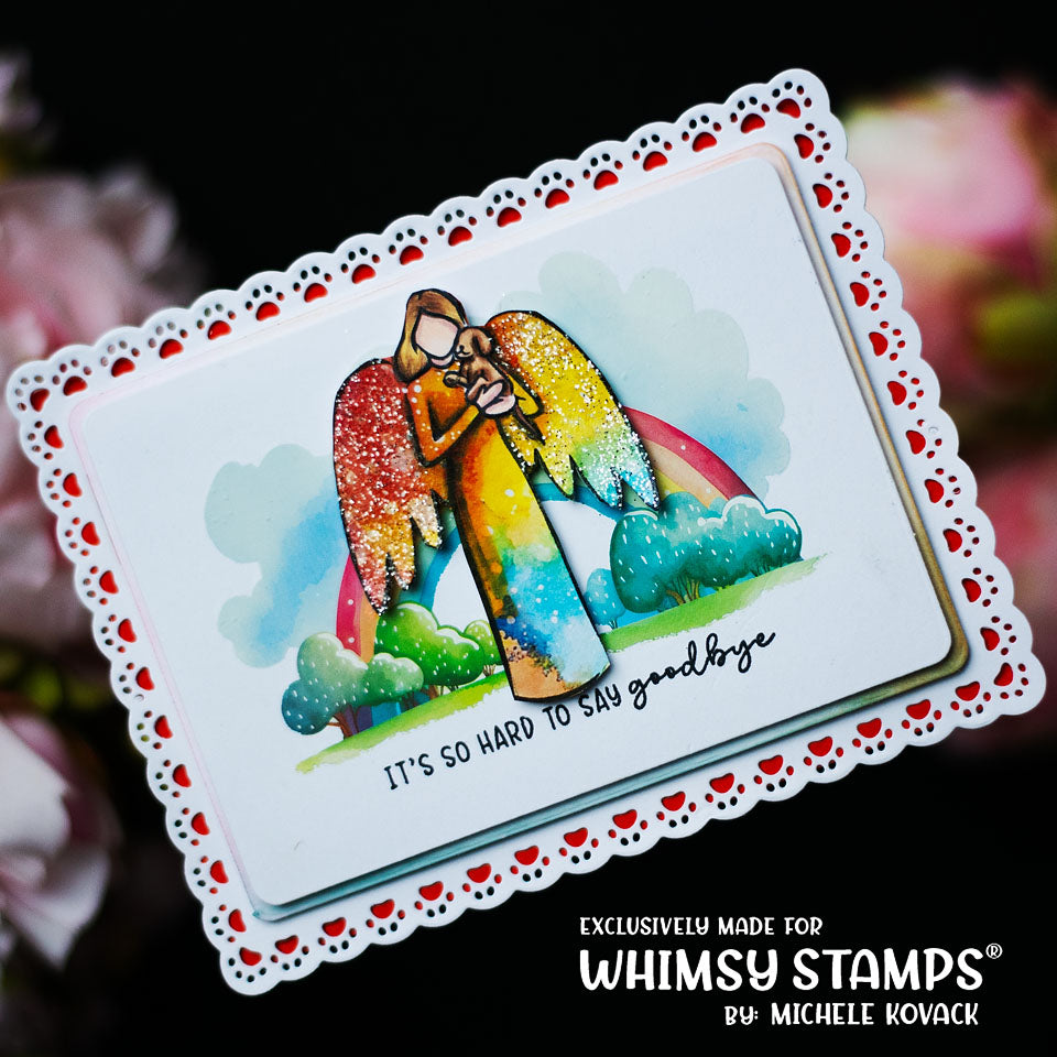 Whimsy Stamps Rainbow Angel Clear Stamp and Mask Set wings