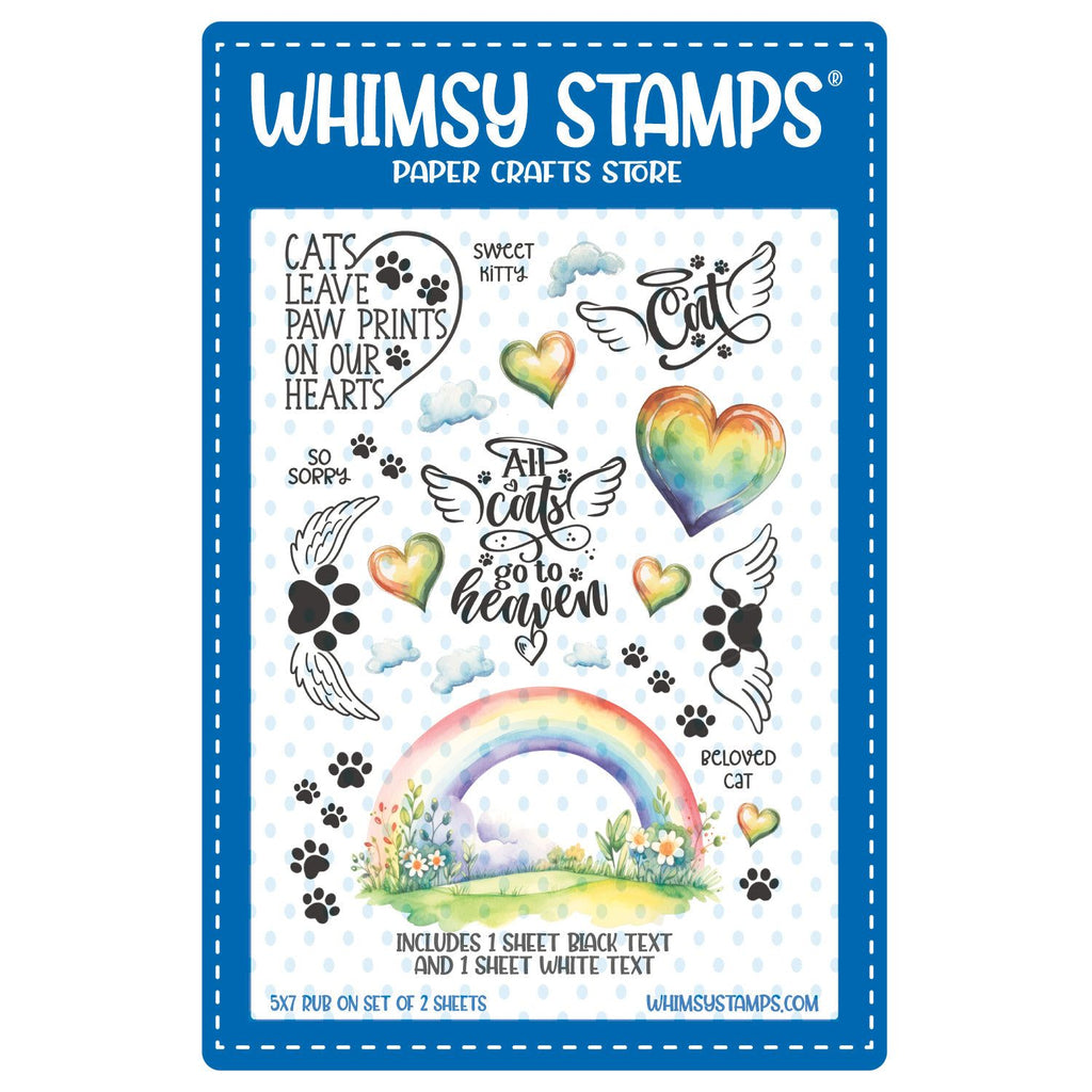 Whimsy Stamps Rainbow Bridge Cat Rub Ons wsro-04