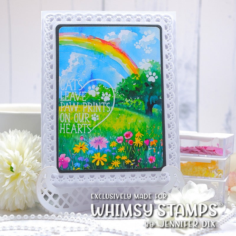 Whimsy Stamps Rainbow Bridge Cat Rub Ons wsro-04 flowers