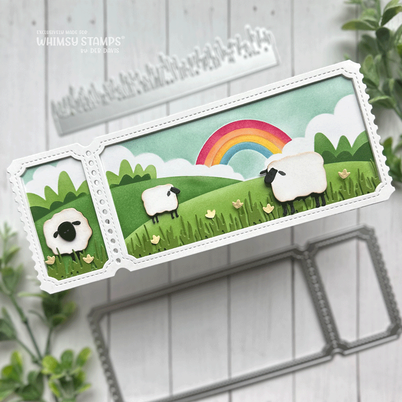 Whimsy Stamps Rainbow Landscape Layering Stencils wss148 sheep in a field
