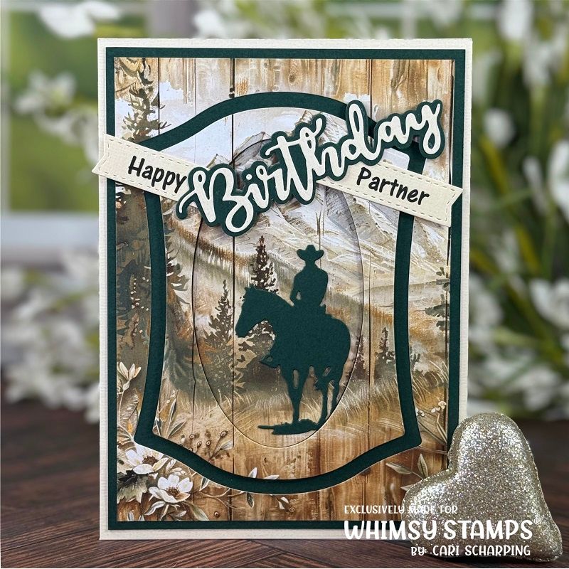 Whimsy Stamps Range Riders Dies wsd206a happy birthday