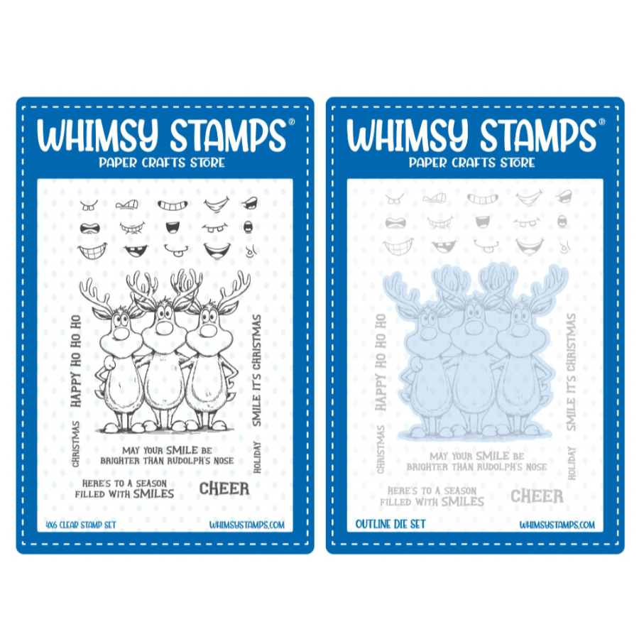 Whimsy Stamps Reindeer Smiles Clear Stamp and Die Set