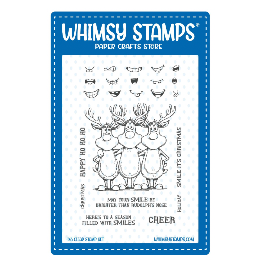 Whimsy Stamps Reindeer Smiles Clear Stamp and Die Set image 1
