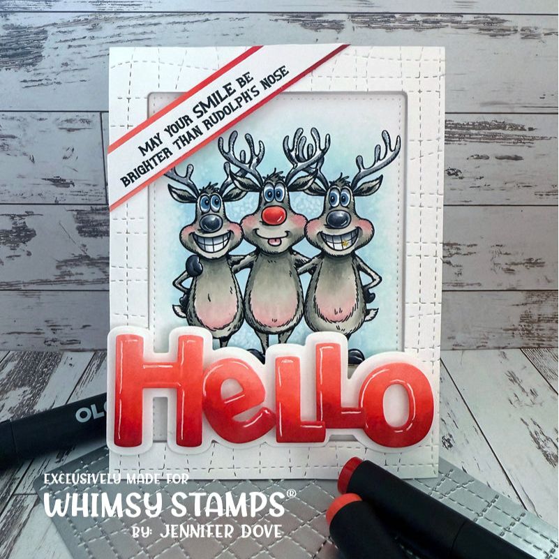 Whimsy Stamps Reindeer Smiles Clear Stamps cwsd370a hello