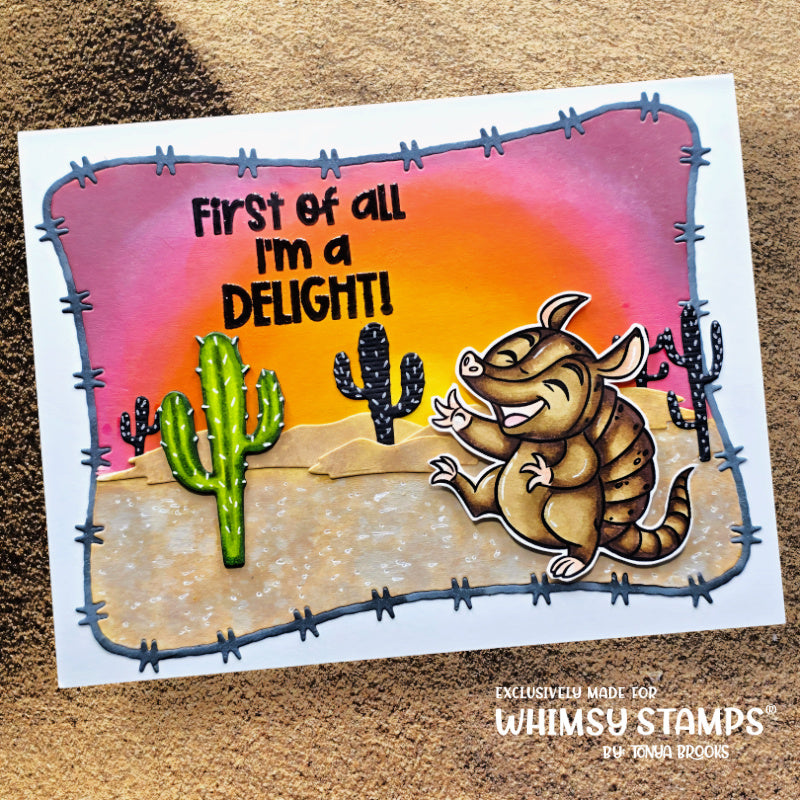 Whimsy Stamps Rope and Barbs Dies wsd135a armadillo