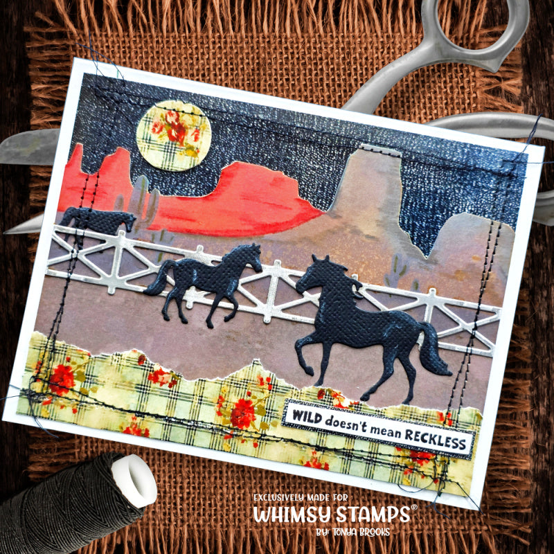 Whimsy Stamps Rustic Landscape Layering Stencils wss150 horses