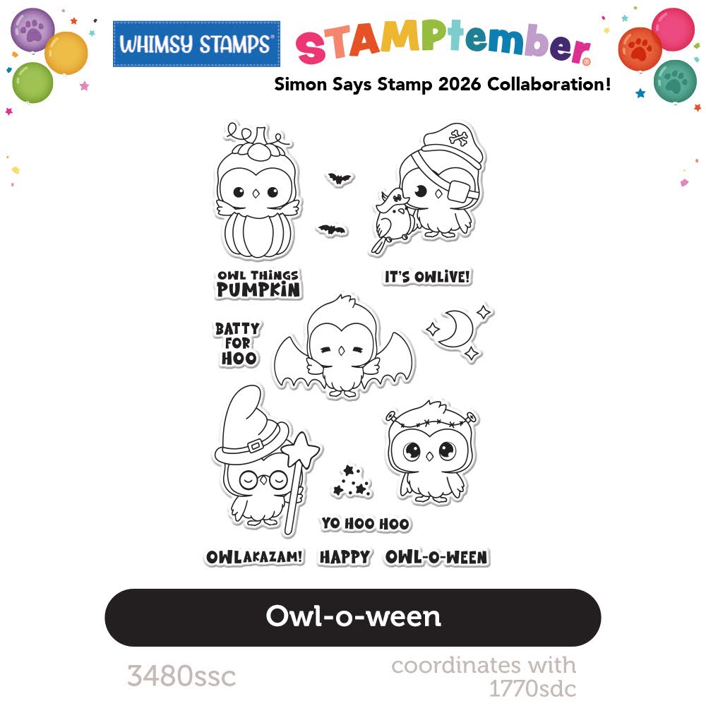 Whimsy Stamps Owl-O-Ween STAMPtember Exclusive Stamps 3480ssc