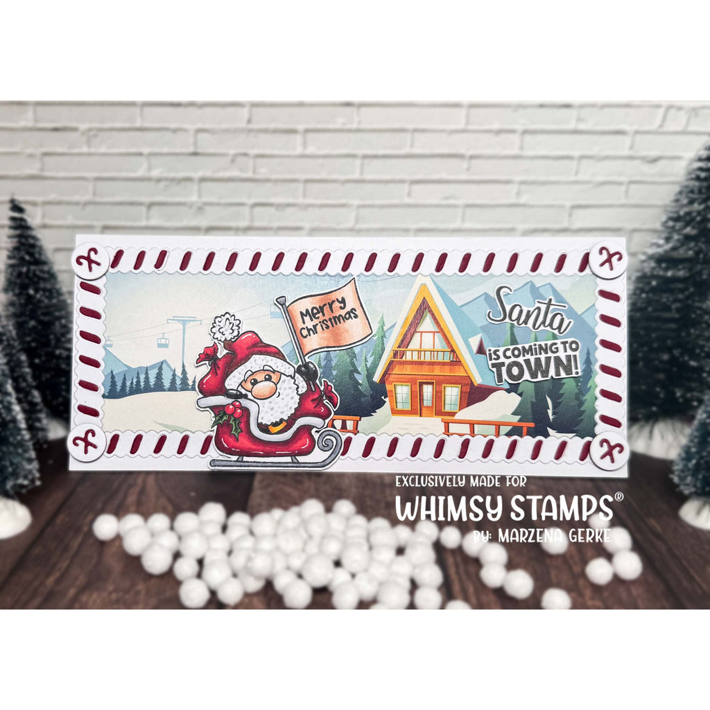 Whimsy Stamps Santa Comes to Town Clear Stamp and Die Set sleigh