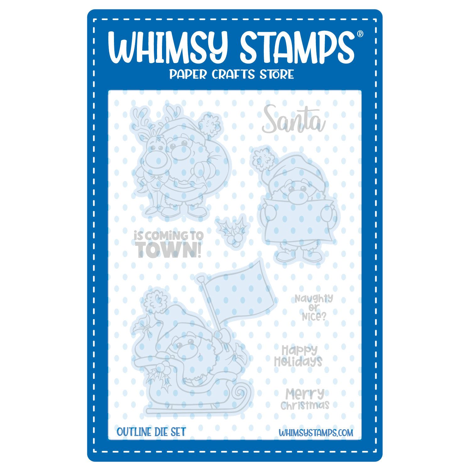 Whimsy Stamps Santa Comes to Town Outline Dies wsd005