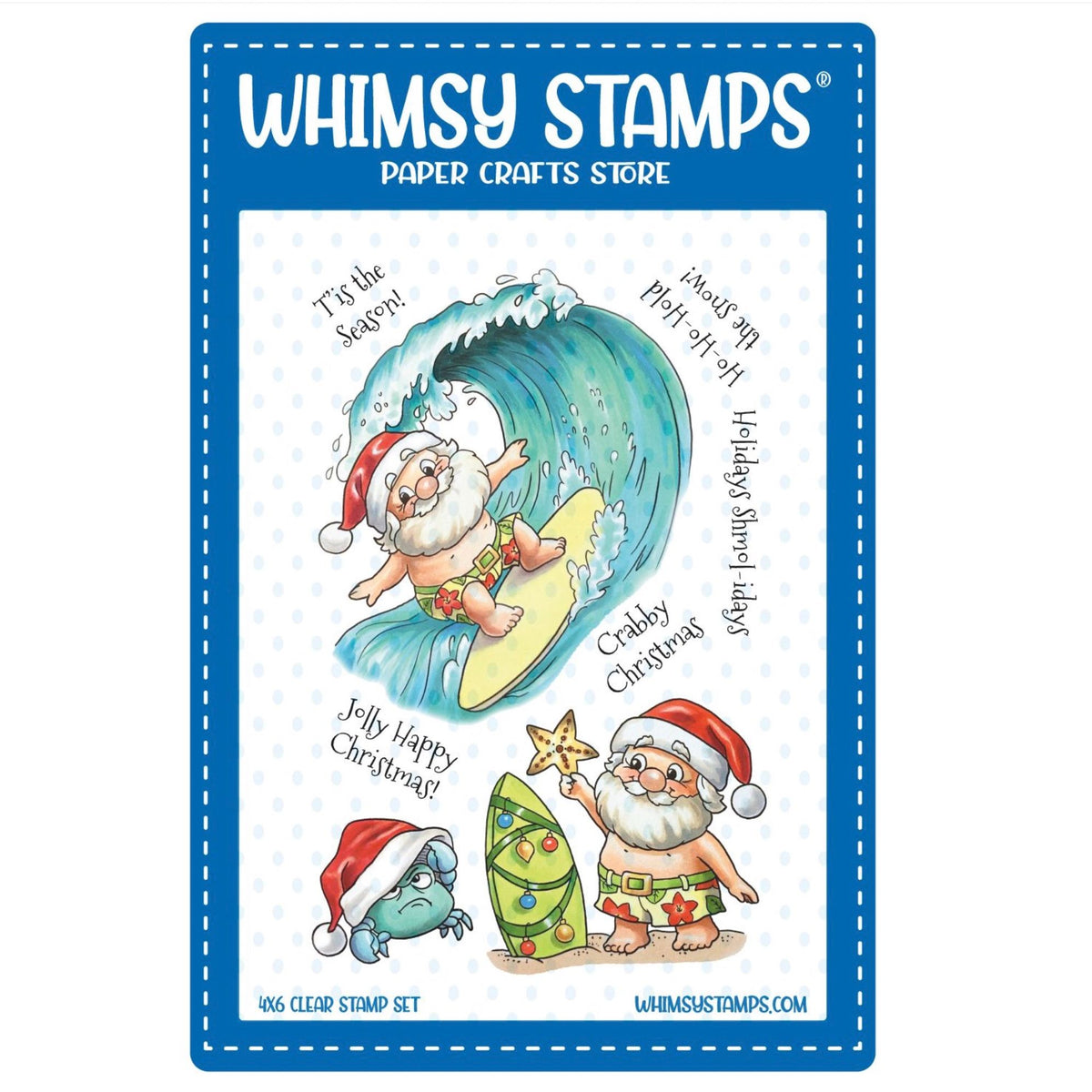 Whimsy Stamps Santa Surfer Clear Stamps c1302a