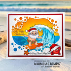 Whimsy Stamps Santa Surfer Clear Stamps c1302a happy christmas cranky crab card