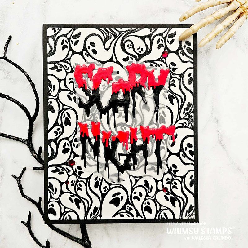 Whimsy Stamps Scary Night Word Dies wsd279 red and black