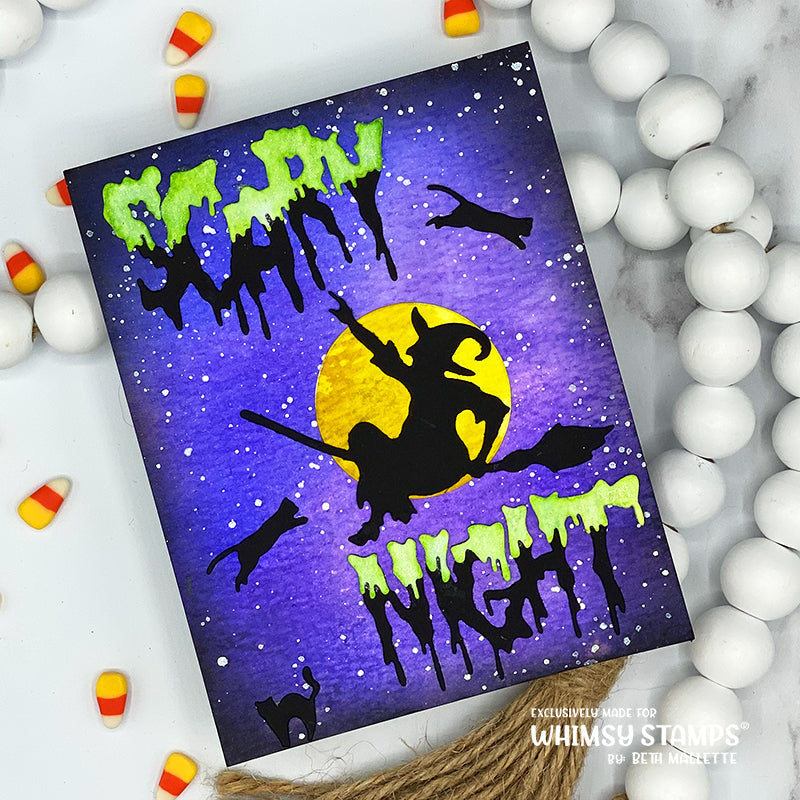 Whimsy Stamps Scary Night Word Dies wsd279 witch