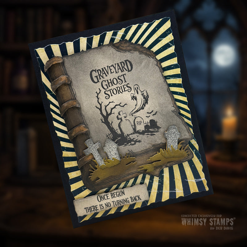 Whimsy Stamps Scary Stories Clear Stamps cwsd479a ghost stories book card
