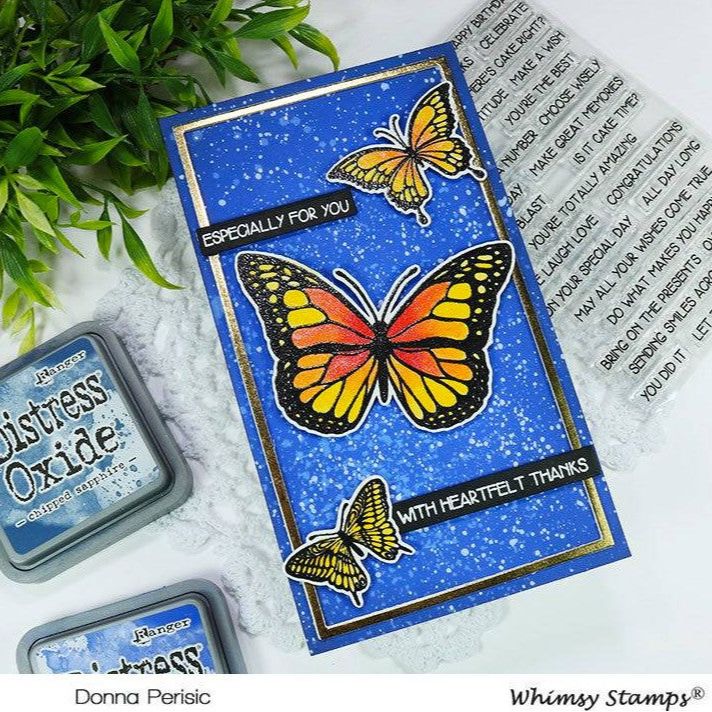 Whimsy Stamps Simple Sentiment Strips Clear Stamps butterflies