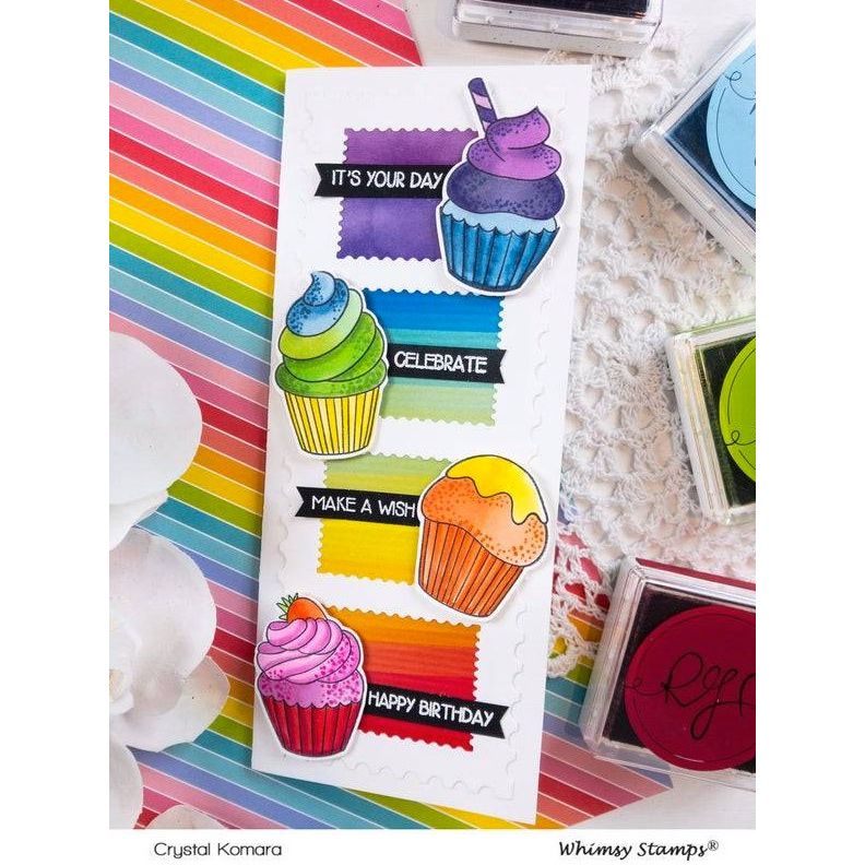 Whimsy Stamps Simple Sentiment Strips Clear Stamps cupcakes