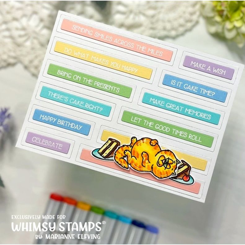 Whimsy Stamps Simple Sentiment Strips Dies wsd358a cat