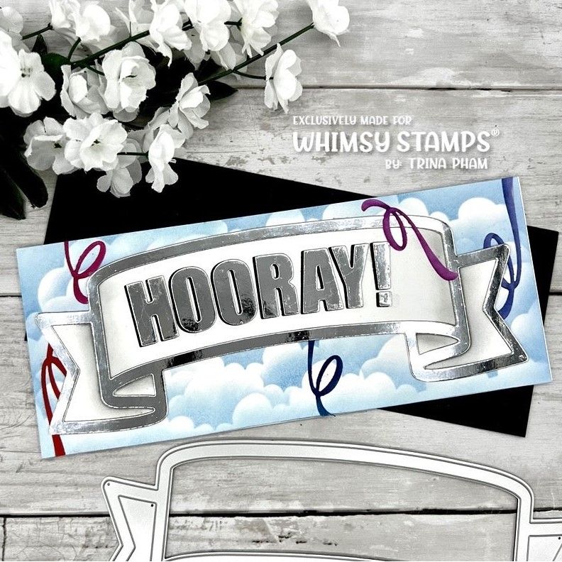 Whimsy Stamps Slimline Banner Die wsd234 hooray