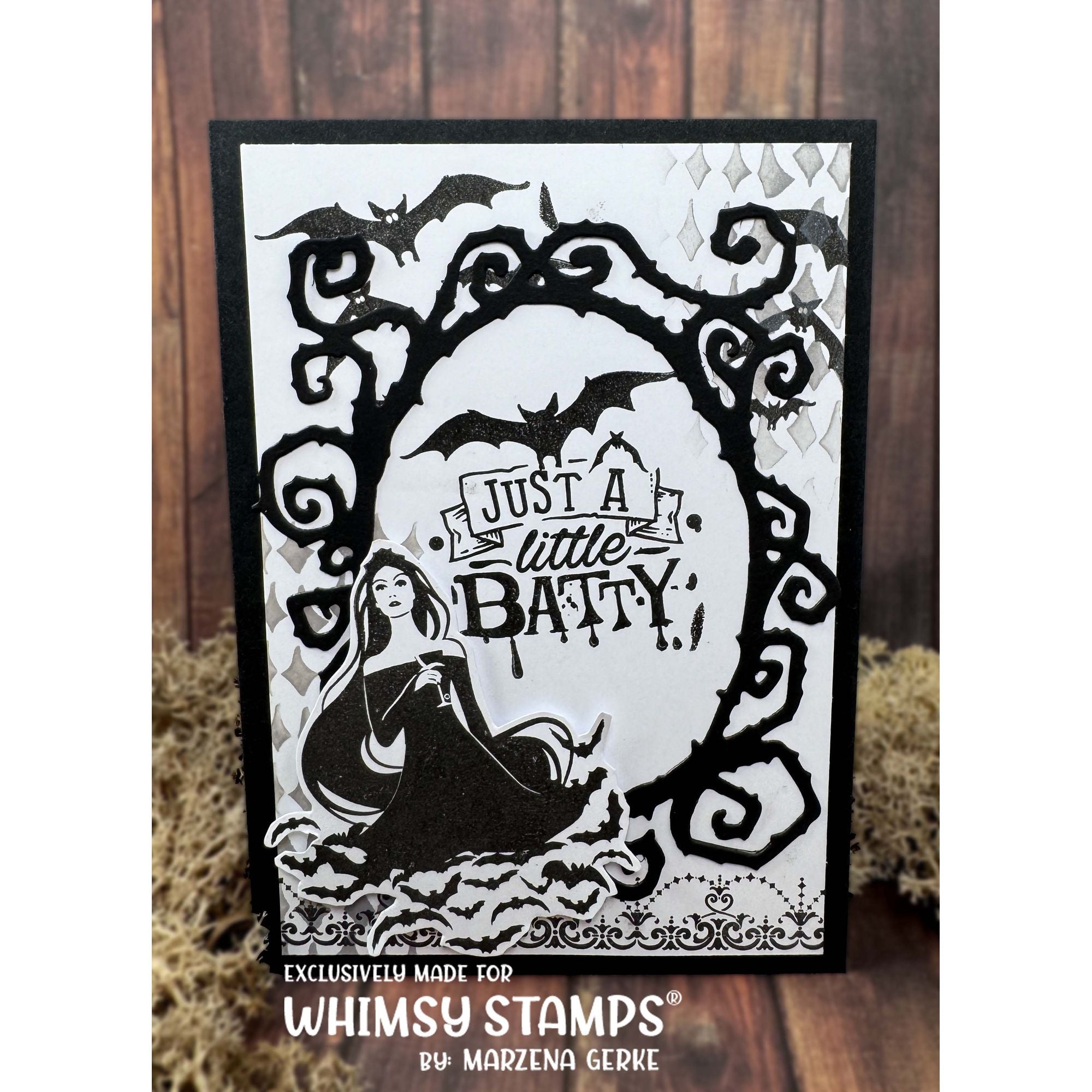 Whimsy Stamps Something Wicked Clear Stamps cwsd477 black and white