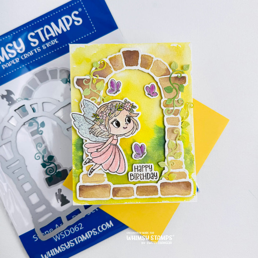 Whimsy Stamps Stone Arch Dies wsd062 happy birthday card