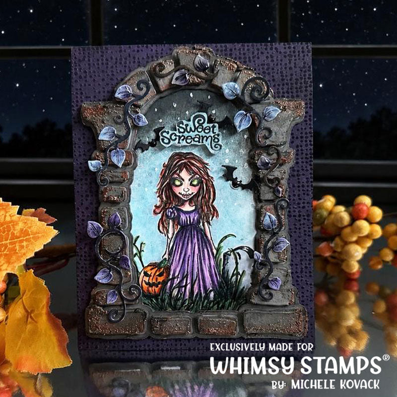 Whimsy Stamps Stone Arch Dies wsd062 sweet screams spooky card