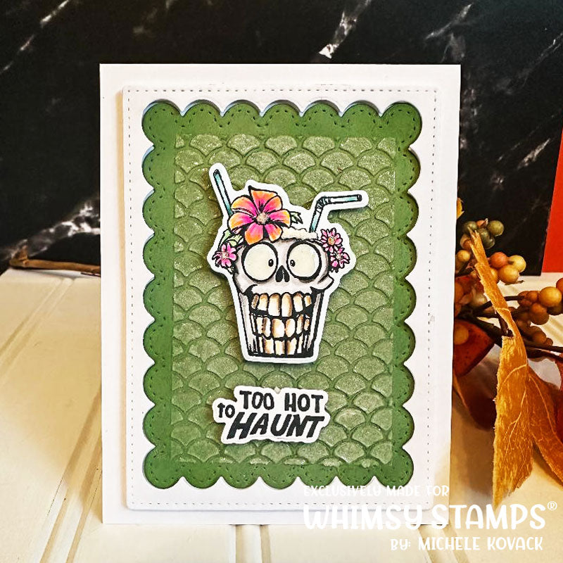 Whimsy Stamps Summerween Scream Clear Stamp and Die Set green