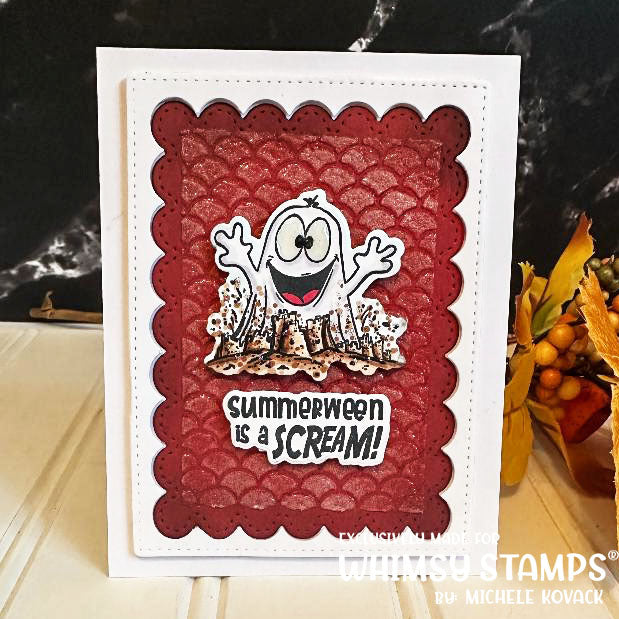 Whimsy Stamps Summerween Scream Clear Stamp and Die Set red