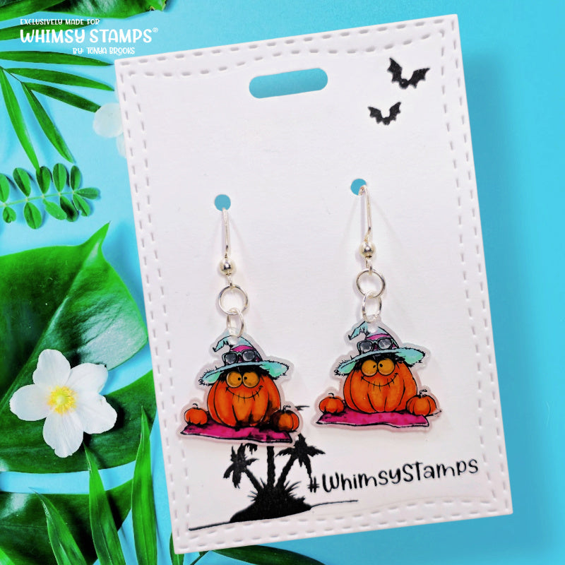 Whimsy Stamps Summerween Scream Outline Dies wsd053 earrings
