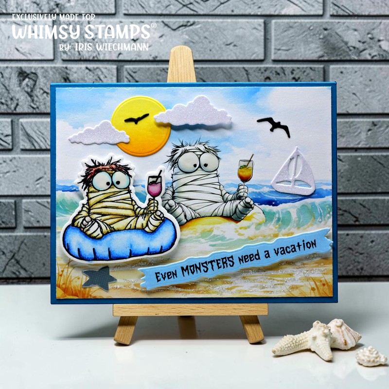 Whimsy Stamps Summerween Vibes Clear Stamp and Die Set float