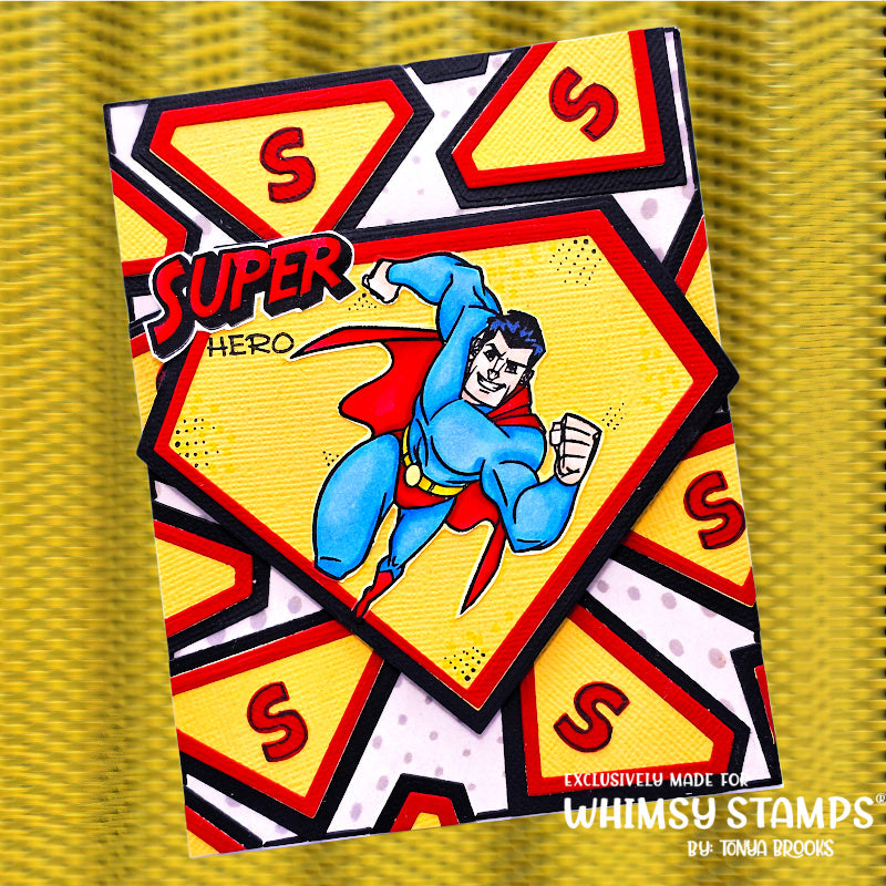Whimsy Stamps Super Hero Badge Dies wsd017 hero