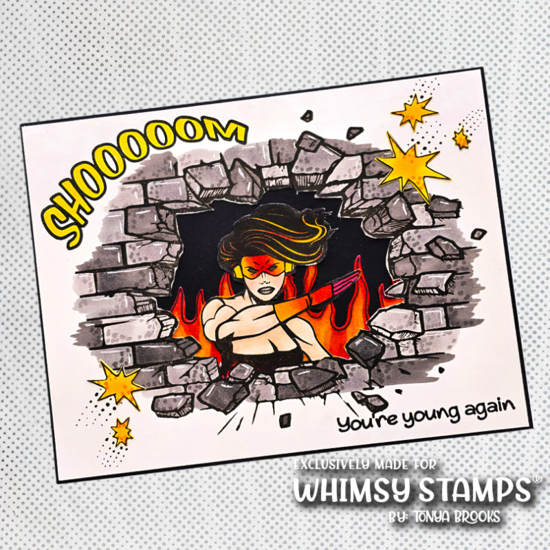 Whimsy Stamps Super Young Clear Stamps cwsd290a fire