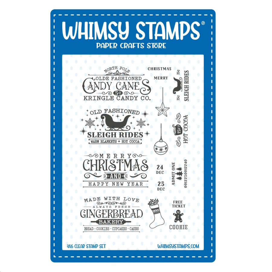 Whimsy Stamps Terrific Christmas Tickets Clear Stamps cwsd360a