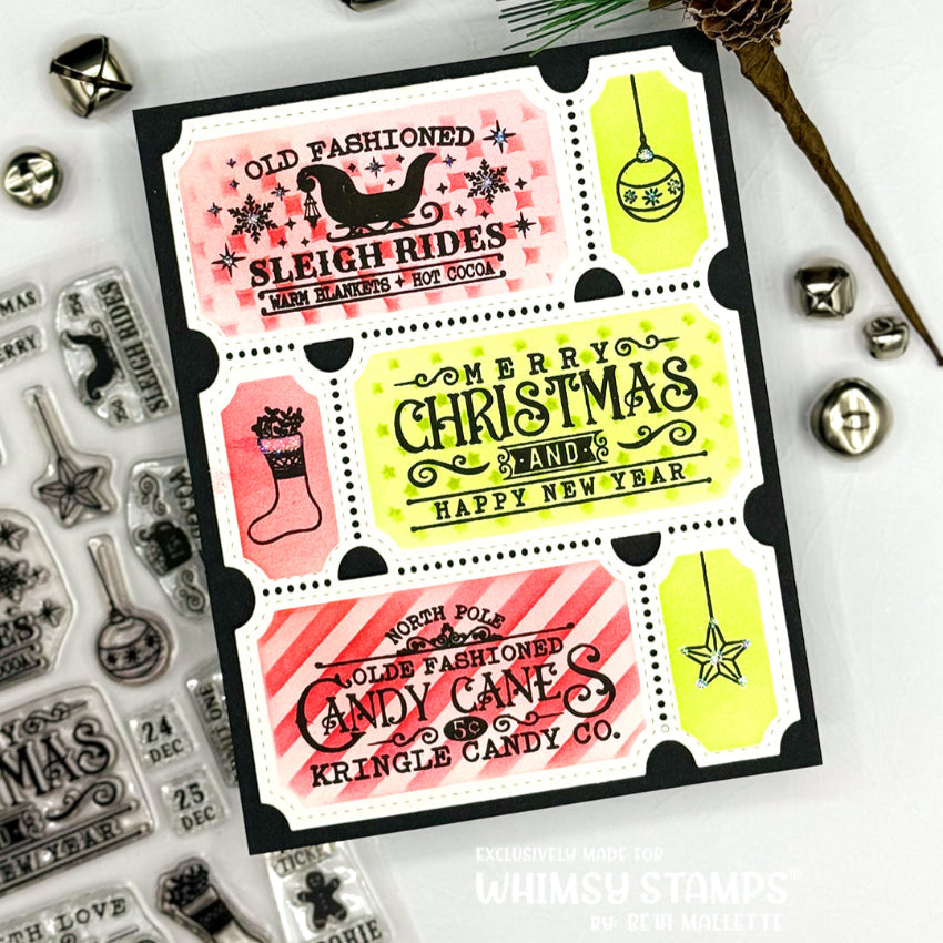 Whimsy Stamps Terrific Christmas Tickets Clear Stamps cwsd360a sleigh