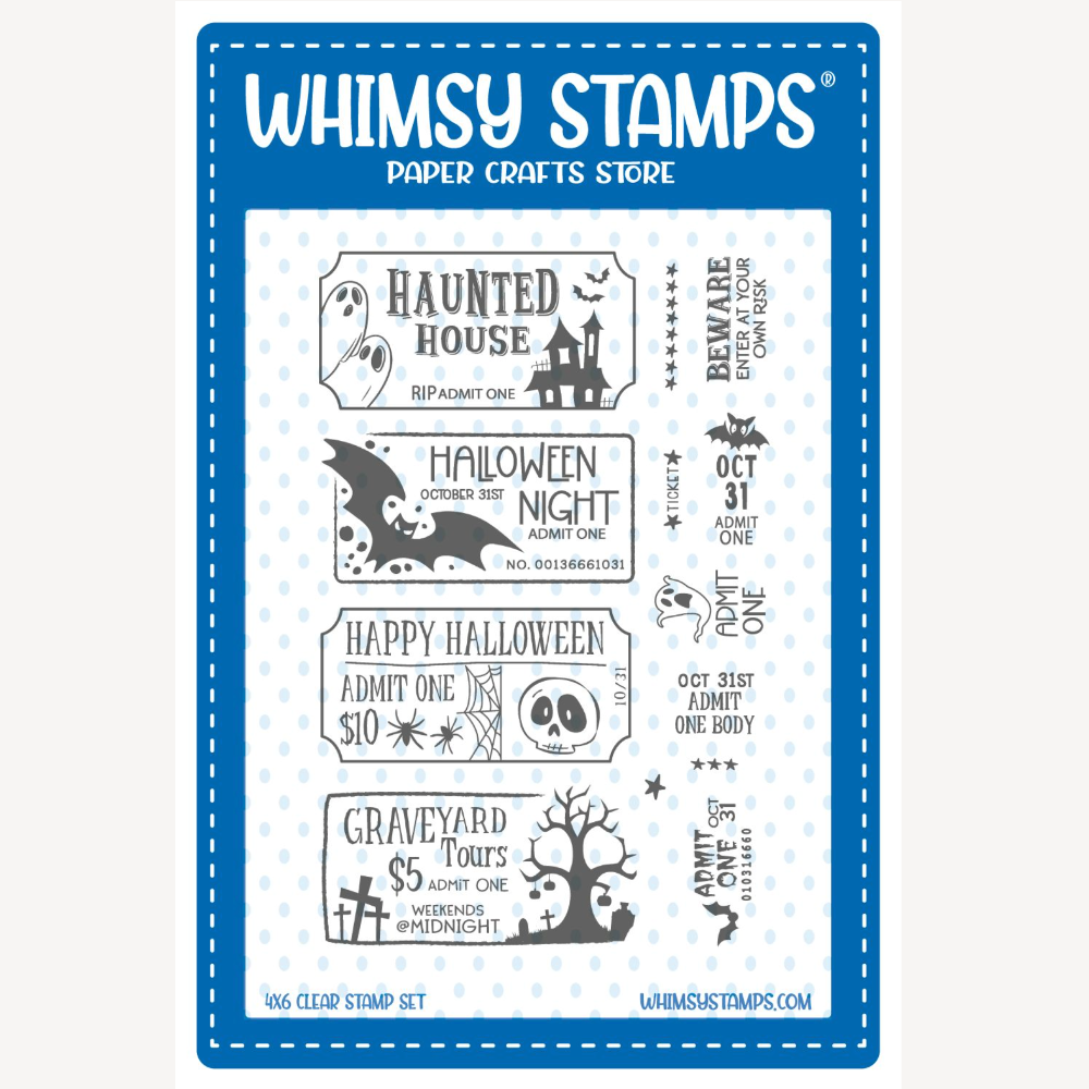 Whimsy Stamps Terrific Halloween Tickets Clear Stamps cwsd330a