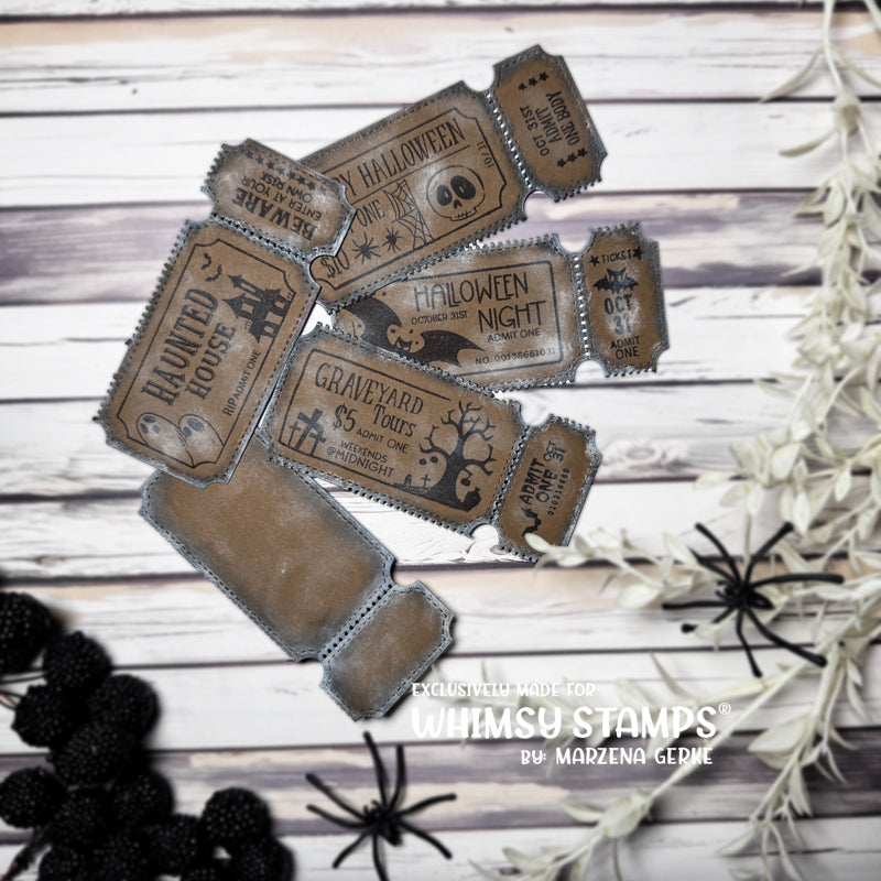 Whimsy Stamps Terrific Halloween Tickets Clear Stamps cwsd330a admit one