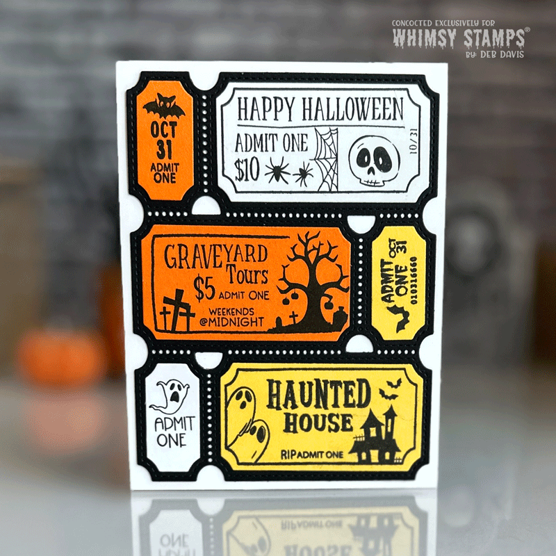 Whimsy Stamps Terrific Halloween Tickets Clear Stamps cwsd330a ghosts