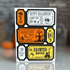 Whimsy Stamps Terrific Halloween Tickets Clear Stamps cwsd330a ghosts